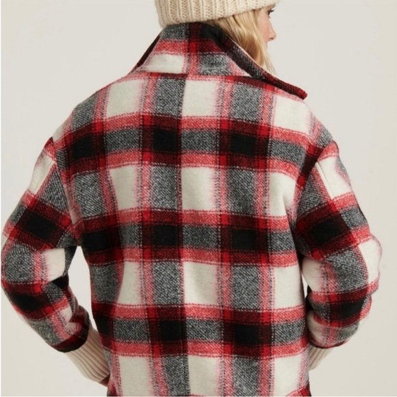 Lucky Brand Wool Oversized Buffalo Checker Plaid Zip Jacket Shacket - Picture 4 of 16